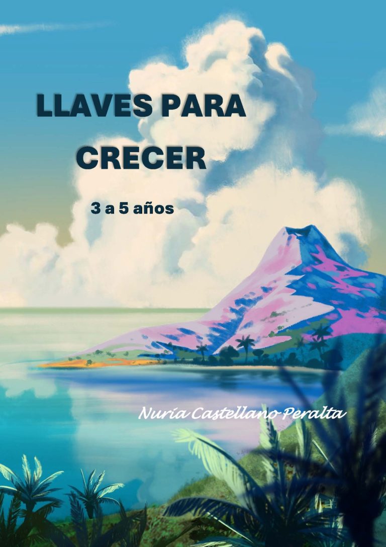 CUADERNO TERAPEUTICO CASTELLANO 3-5 AÑOS Portada de un libro con un paisaje montañoso y agua, título en letras grandes.