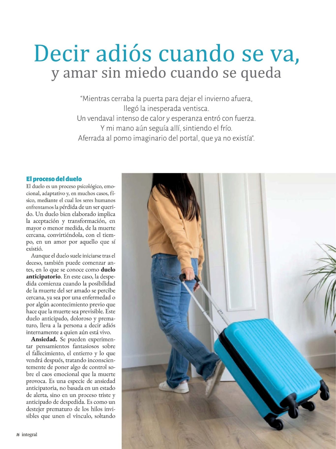 Decir adiós cuando se va